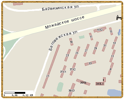 часть карты города со схемой маршрута к салону